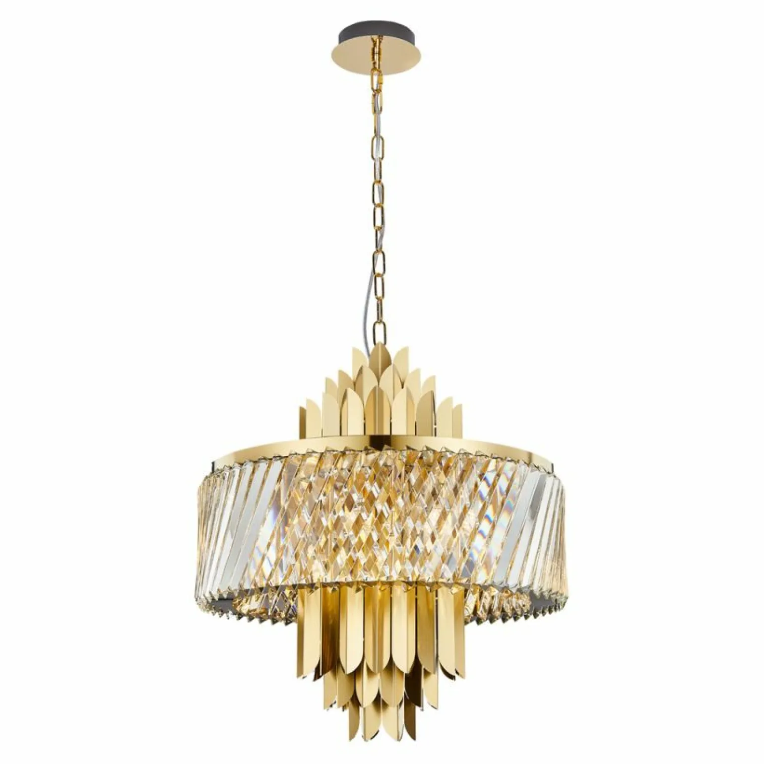 Shop Złota, kryształowa lampa wisząca na łańcuchu ML0409 MARGOT | Kaja Żyrandole Nowoczesne