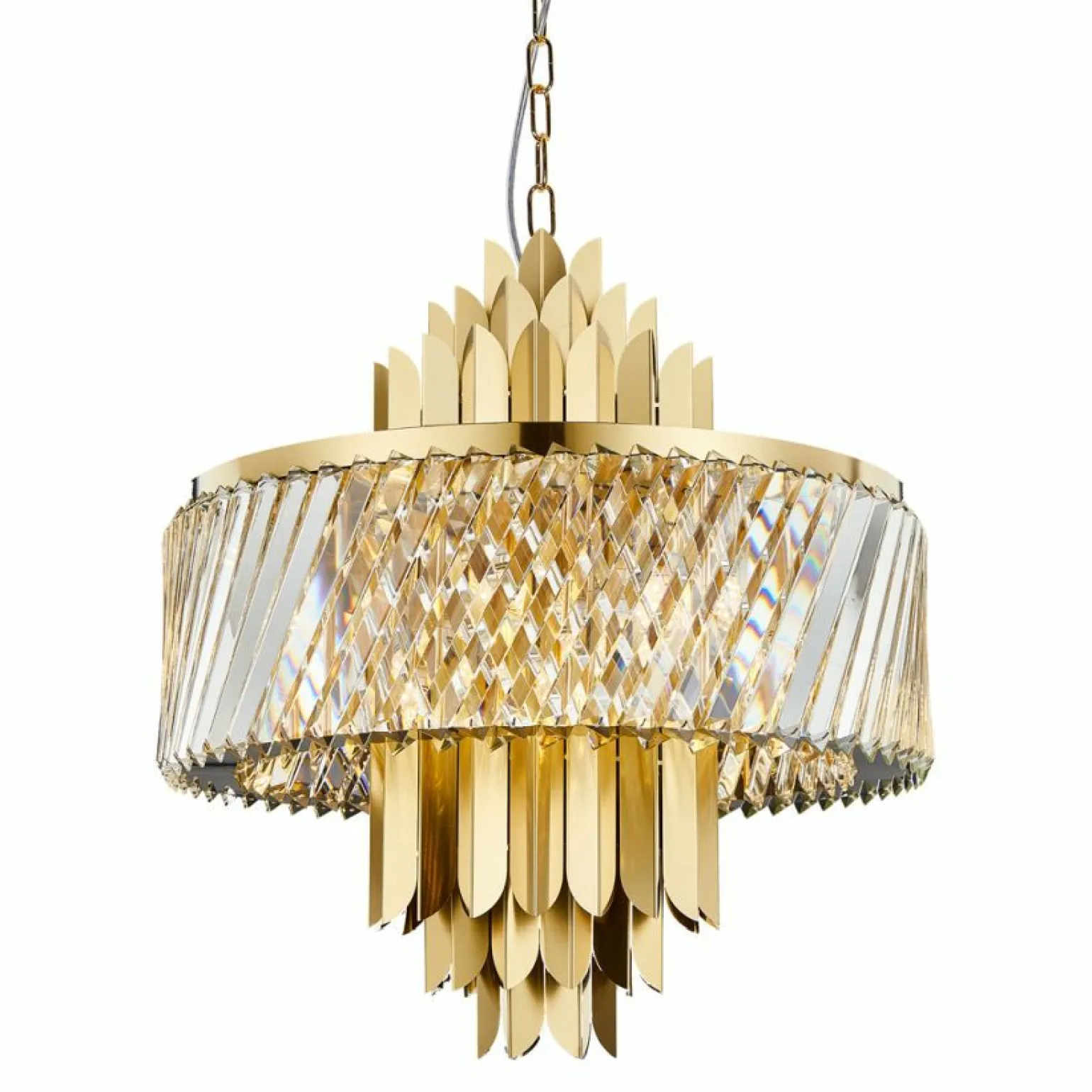 Shop Złota, kryształowa lampa wisząca na łańcuchu ML0409 MARGOT | Kaja Żyrandole Nowoczesne