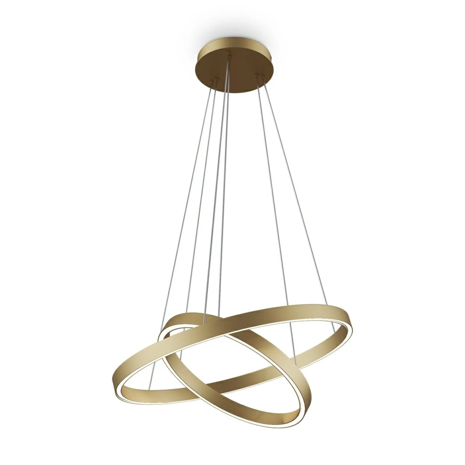 Sale Złota lampa wisząca, dwa ledowe ringi MOD058PL-L55BS3K z serii RIM Żyrandole Nowoczesne