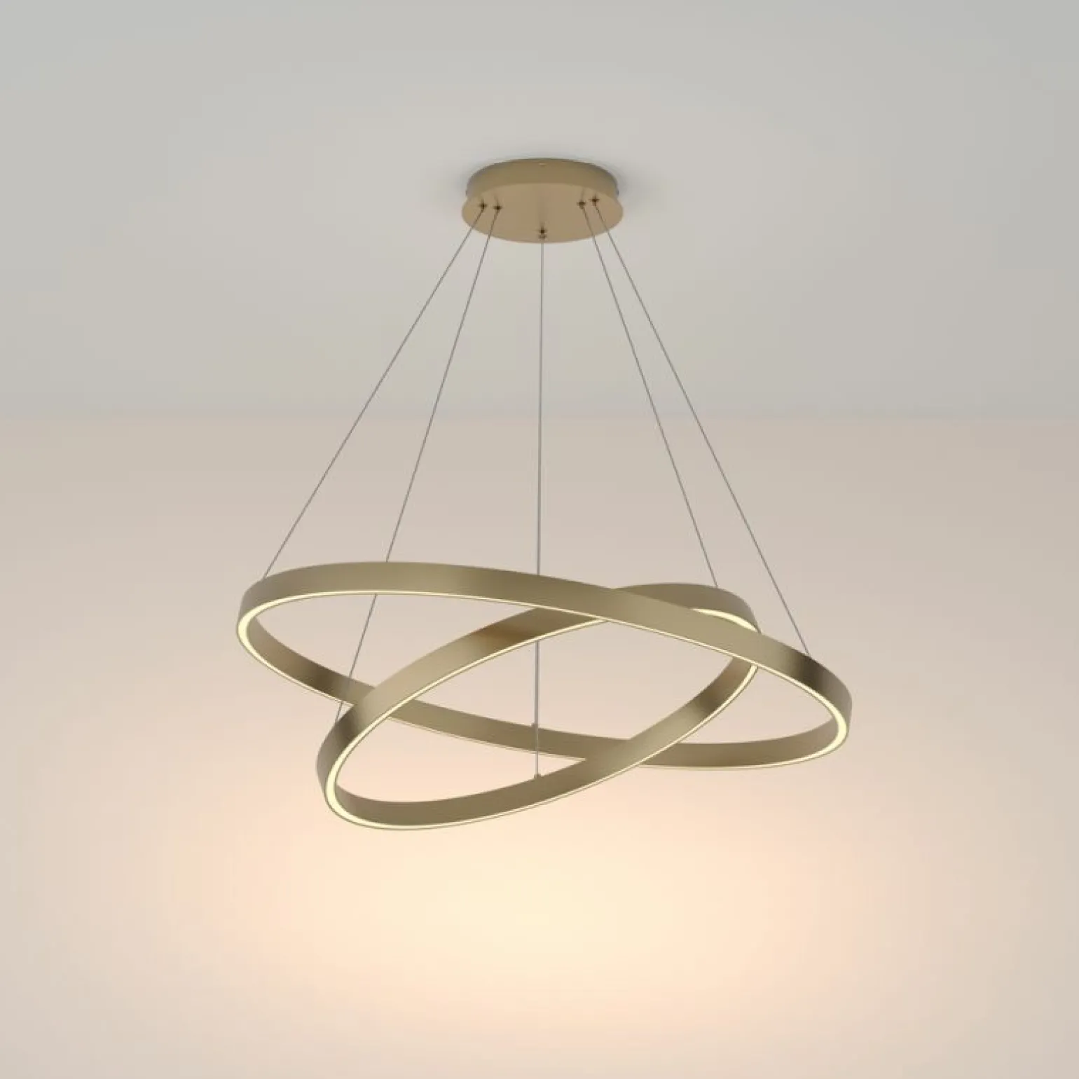 Cheap Złota lampa wisząca, dwa okręgi LED 88W MOD058PL-L74BS3K z serii RIM Żyrandole Nowoczesne