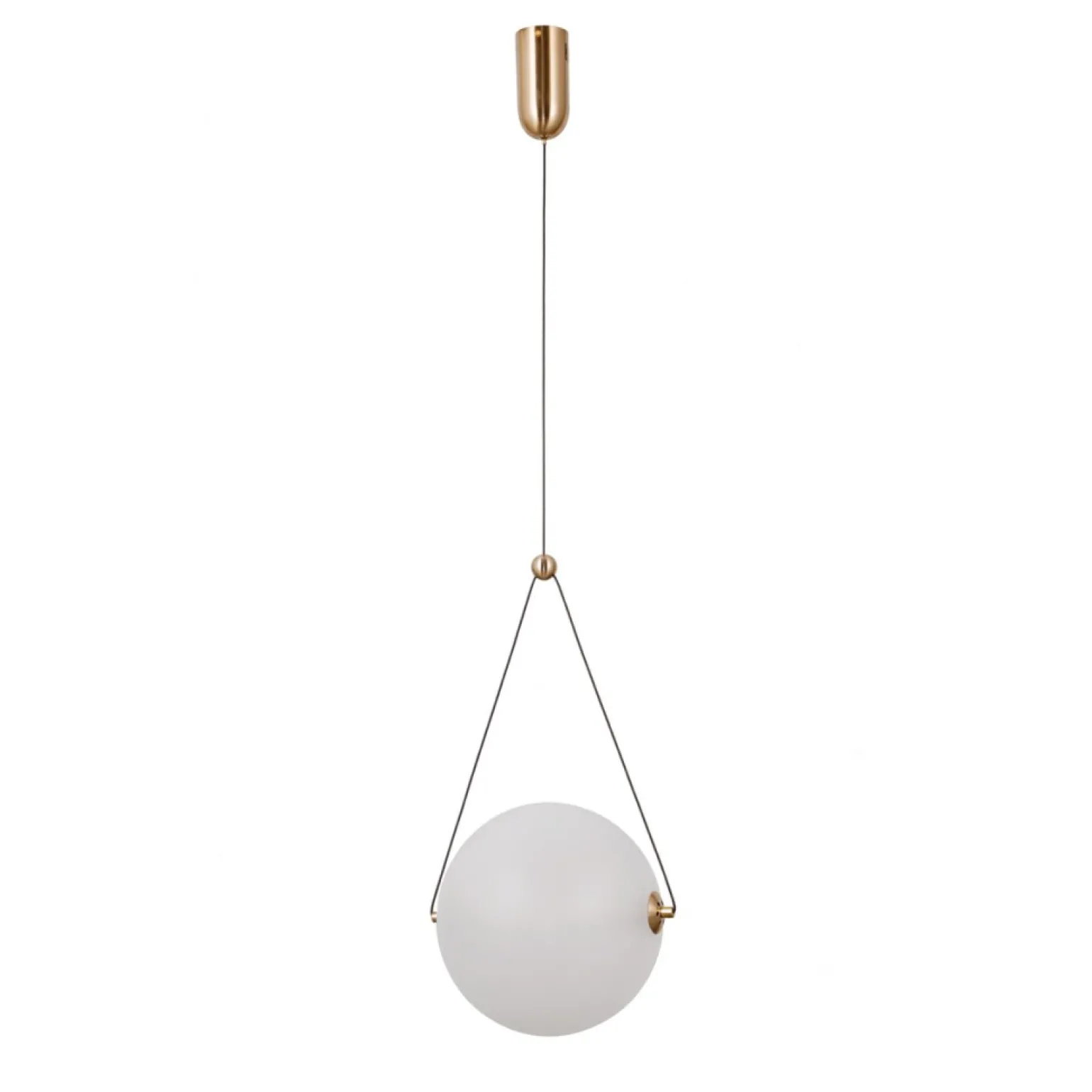 Best Złota lampa wisząca kula LED PND-34361-L-HBR-OPAL z serii RASTIA Żyrandole Nowoczesne