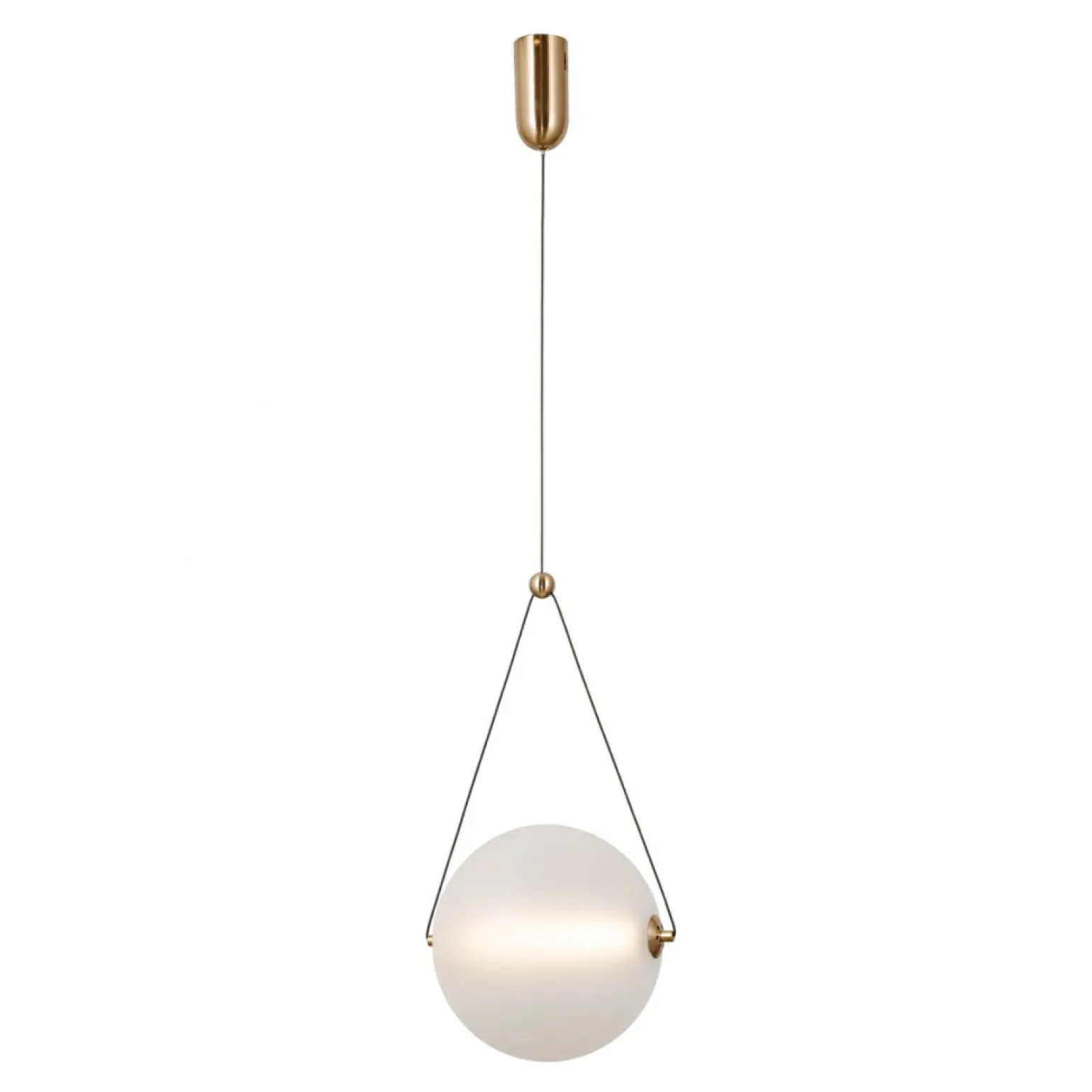 Best Złota lampa wisząca kula LED PND-34361-L-HBR-OPAL z serii RASTIA Żyrandole Nowoczesne