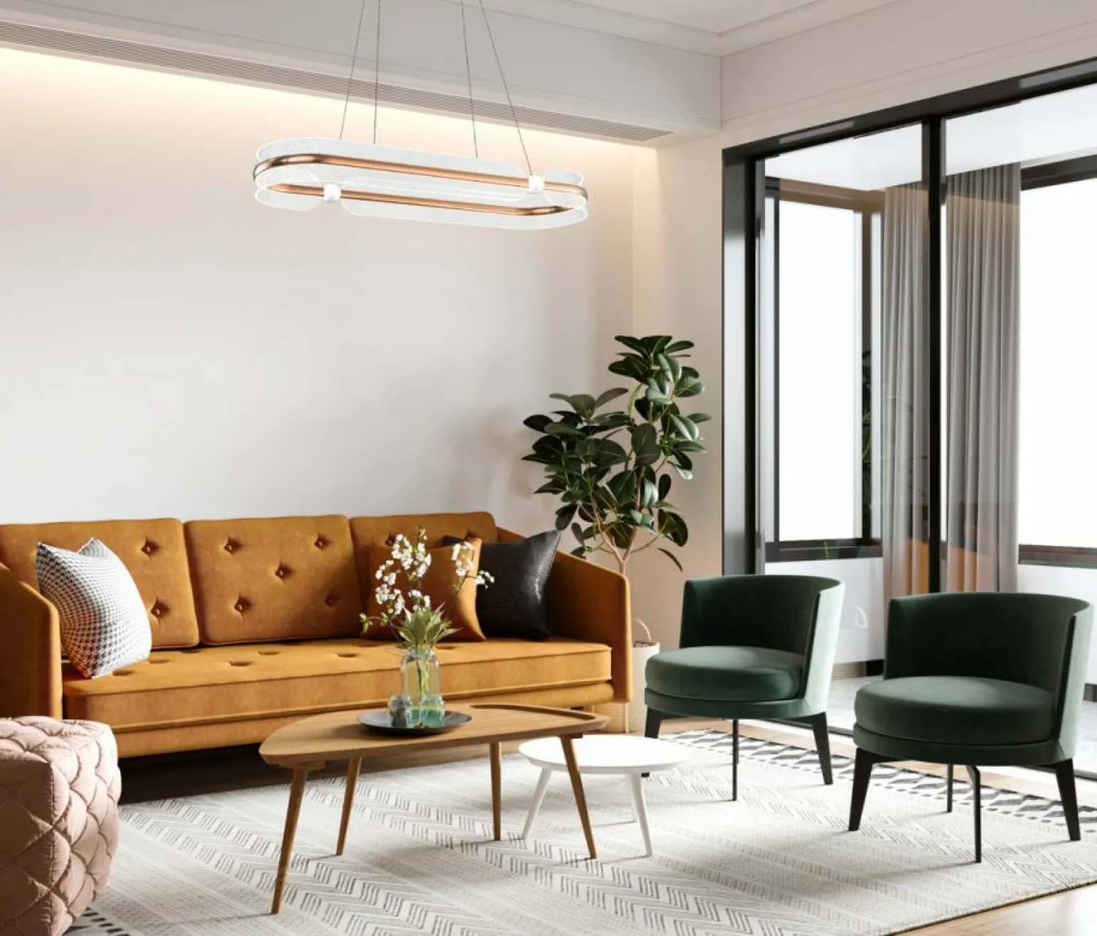Online Złota lampa wisząca LED nad stół PND-63728-56W-3K-GD SOPLA | Kaja Żyrandole Nowoczesne