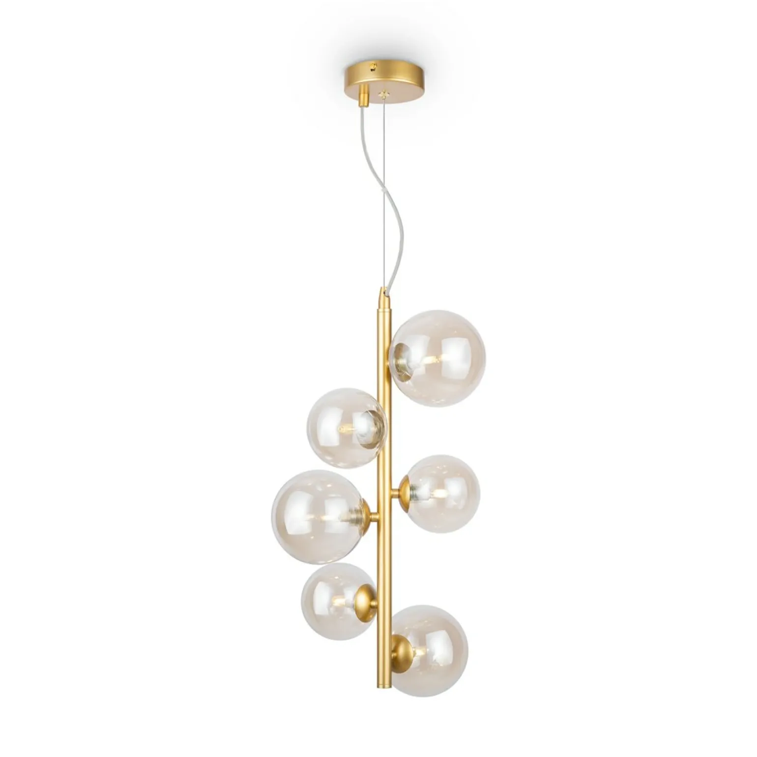 Fashion Złota lampa wisząca, pionowa, z kloszami MOD545PL-06G z serii DALLAS Żyrandole Nowoczesne