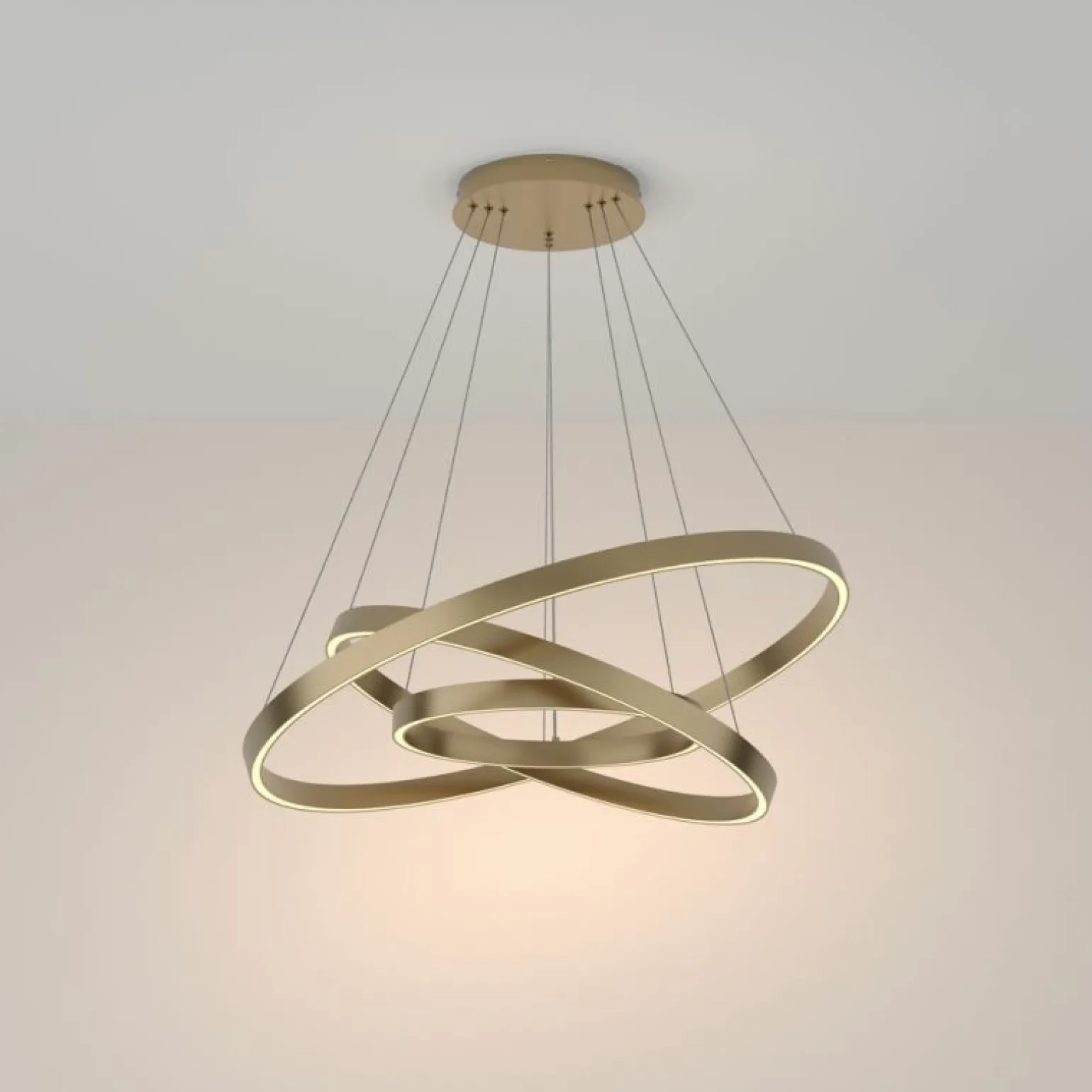 Cheap Złota lampa wisząca, trzy ledowe okręgi MOD058PL-L100BS3K z serii RIM Żyrandole Nowoczesne