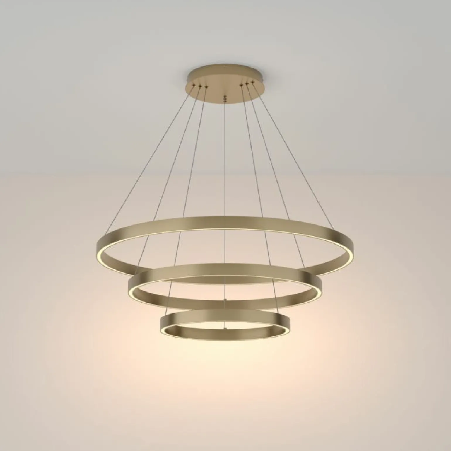 Cheap Złota lampa wisząca, trzy ledowe okręgi MOD058PL-L100BS3K z serii RIM Żyrandole Nowoczesne