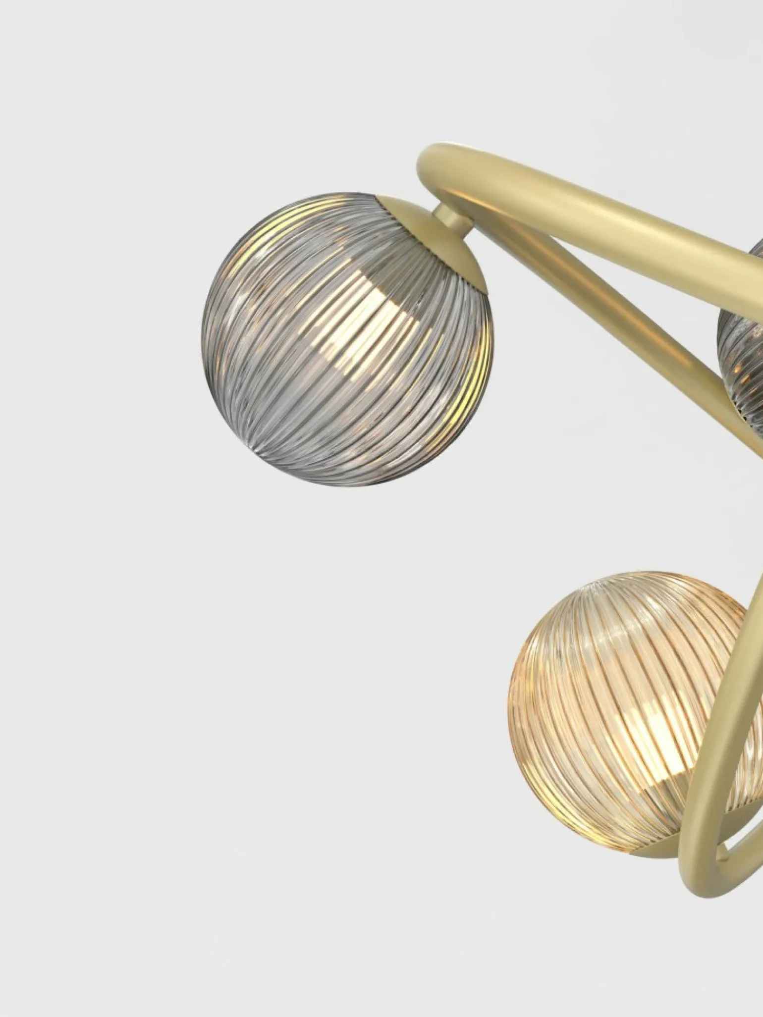 Cheap Złota lampa wisząca z ryflowanymi kloszami WF 7015-1404 METZ | Kaja Żyrandole Nowoczesne