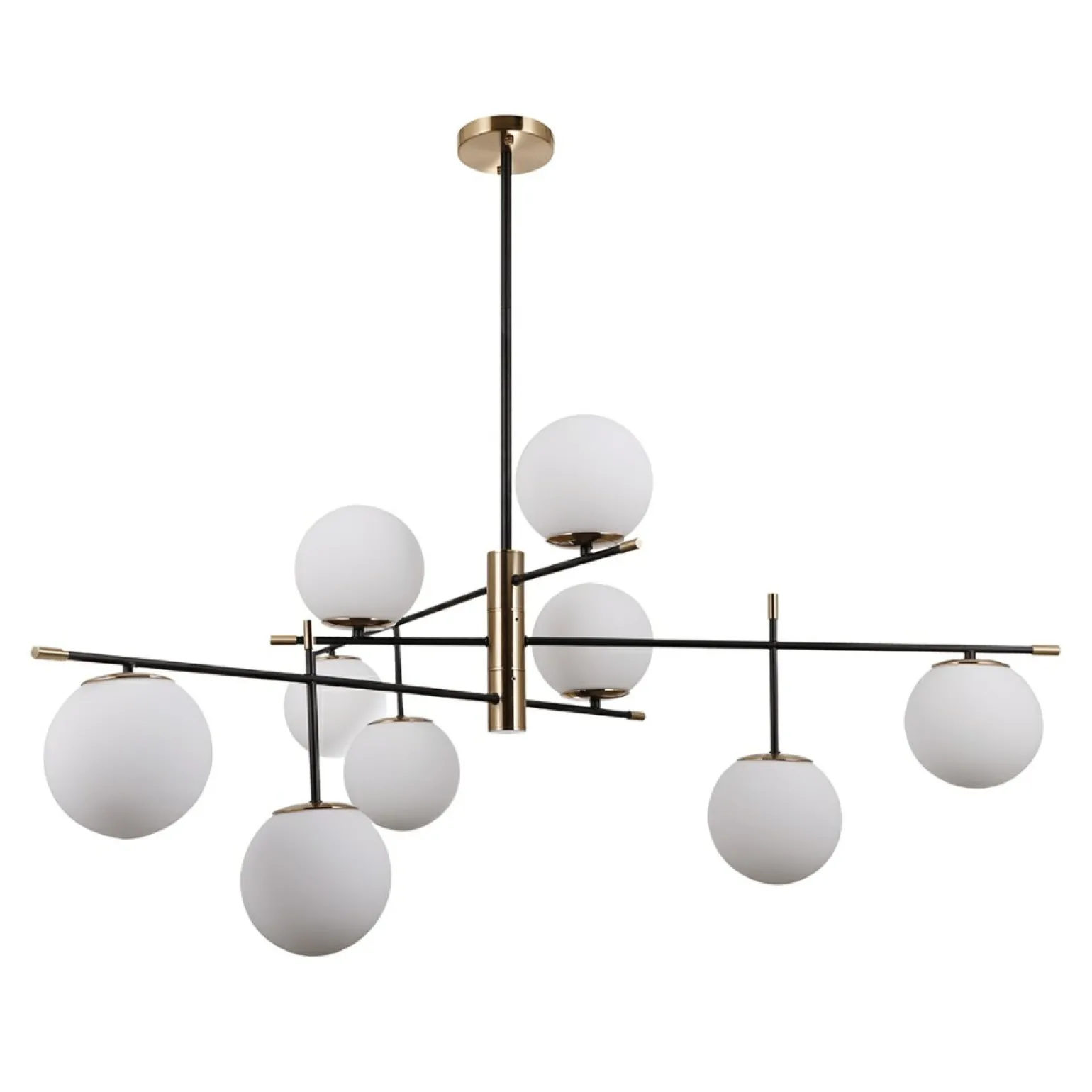 Outlet Złota lampa z okrągłymi kloszami PND-43660-9 STELIA | Kaja Oświetlenie Żyrandole Nowoczesne
