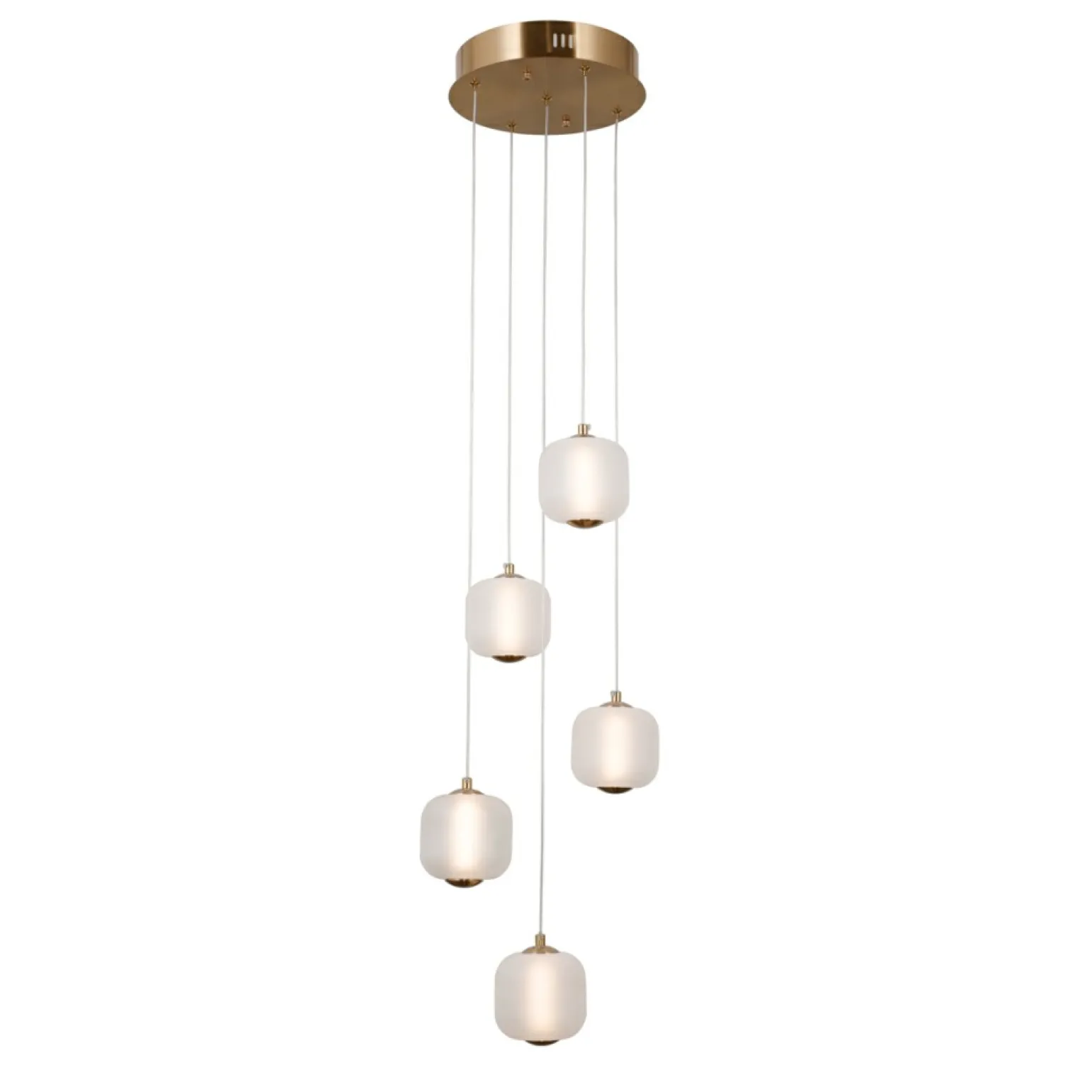 Discount Złota, ledowa lampa wisząca PND-34362-5-HBR-OPAL z serii GANTI Żyrandole Nowoczesne