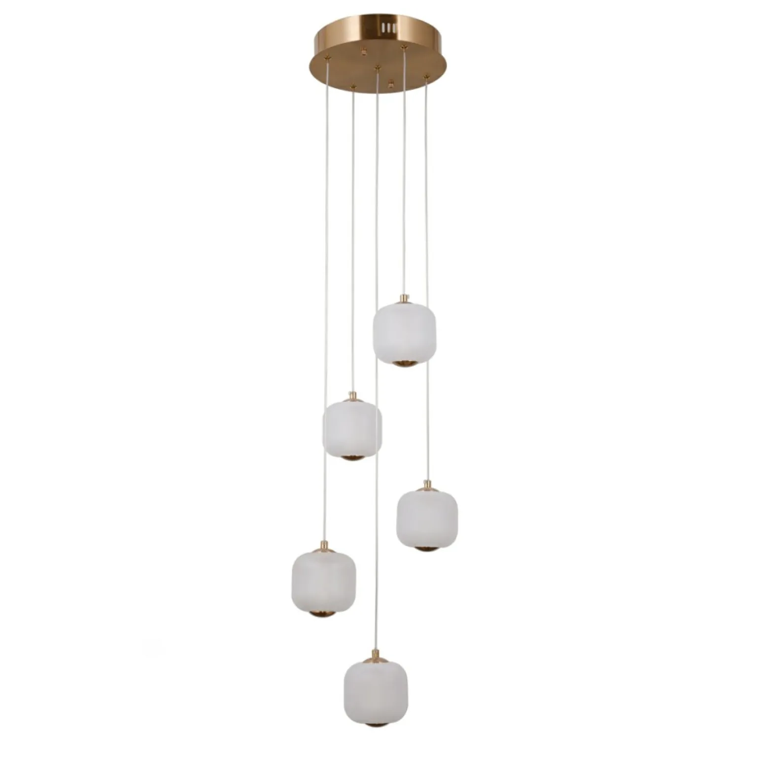 Discount Złota, ledowa lampa wisząca PND-34362-5-HBR-OPAL z serii GANTI Żyrandole Nowoczesne