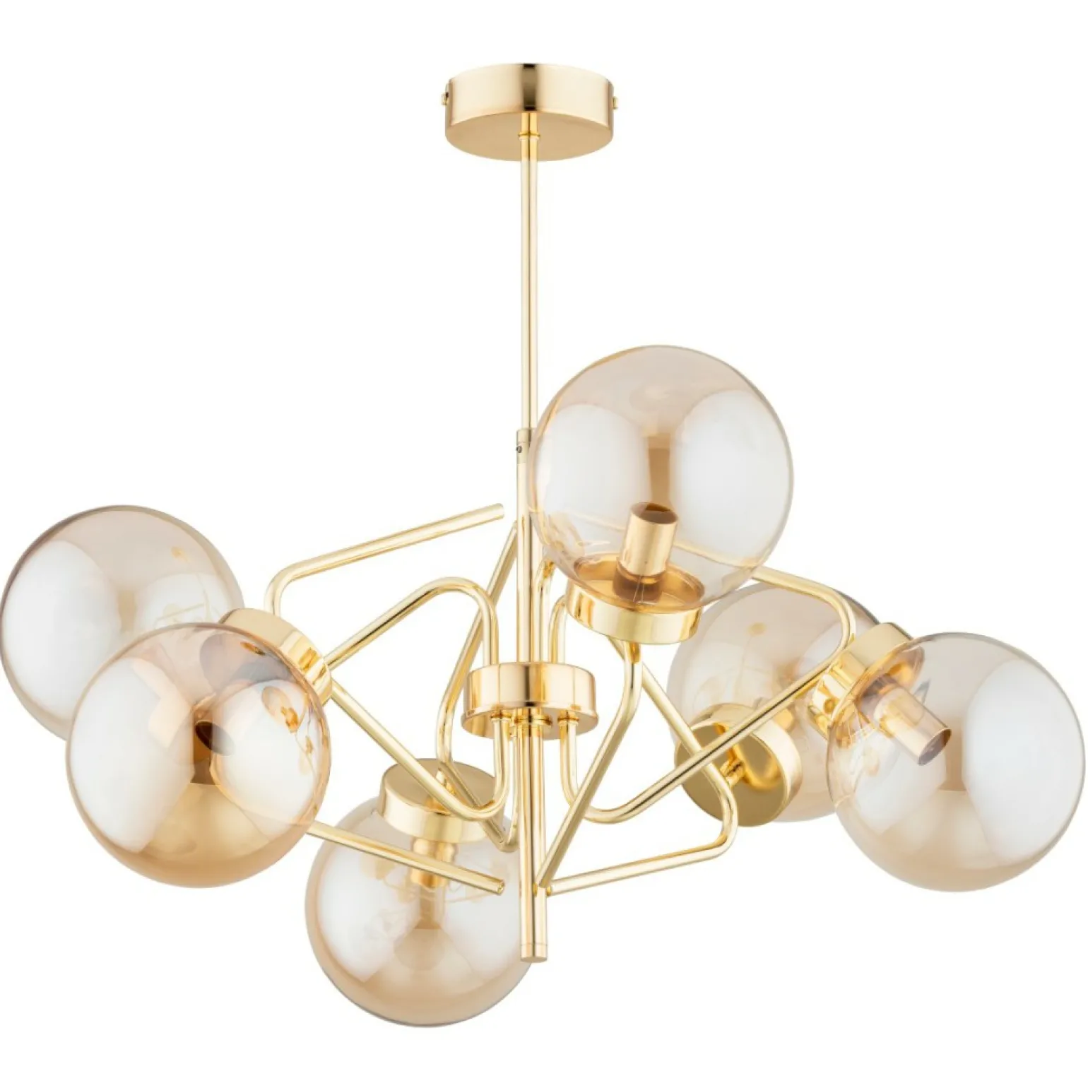 Online Złota, stylowa lampa sufitowa z kloszami AL 63244 z serii BARSUM Żyrandole Nowoczesne